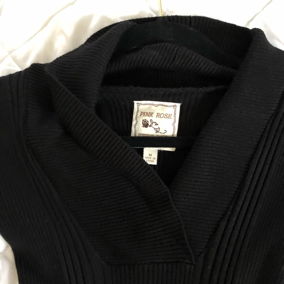 Fitted Knit Flattering MD Black Dress - Picture 4 of 7